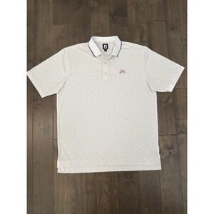 FJ FootJoy Polo Shirt Mens Size XL‎ White/Purple Performance Golf Short Sleeve